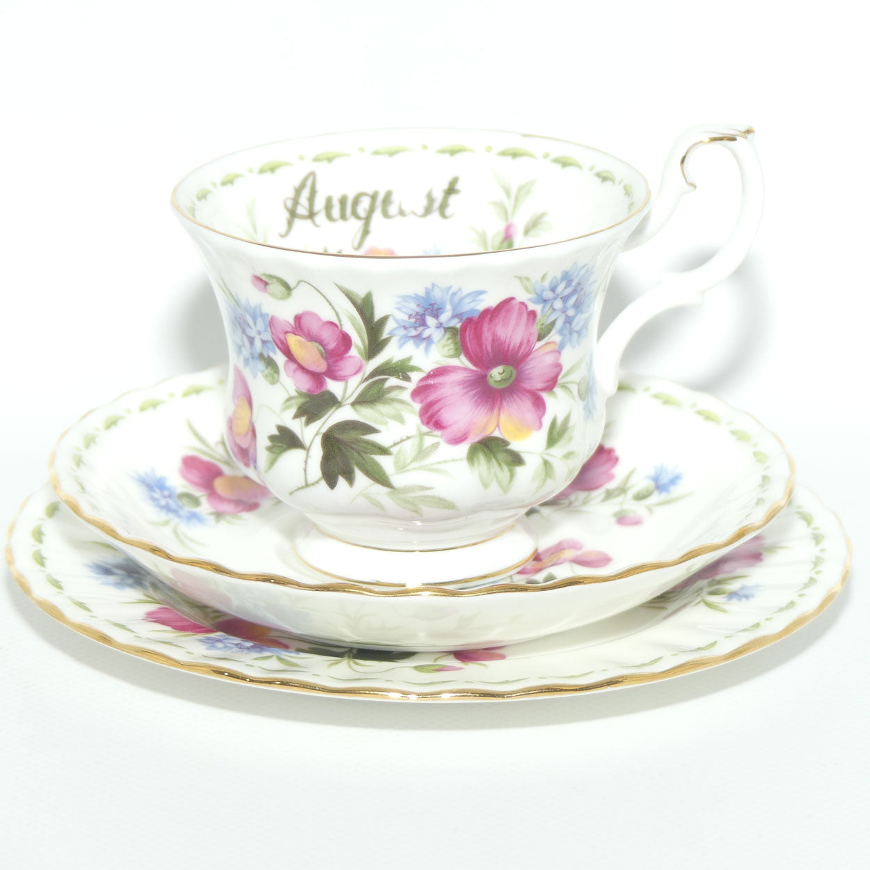 Royal Albert Bone China England | Flower of the Month series | August Poppy trio