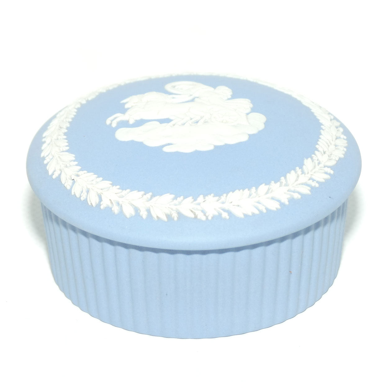 Wedgwood Jasper | White on Pale Blue | Aurora trinket | Ribbed base