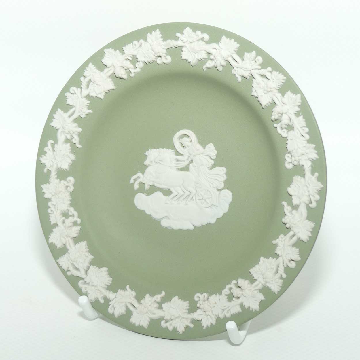 Wedgwood Jasper | White on Sage Green | Aurora miniature plate | Grape and Vine border