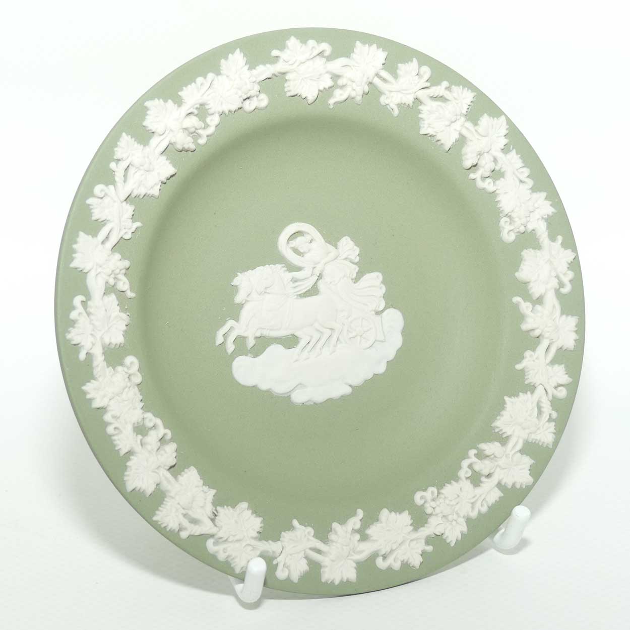 Wedgwood Jasper | White on Sage Green | Aurora miniature plate | Grape and Vine border