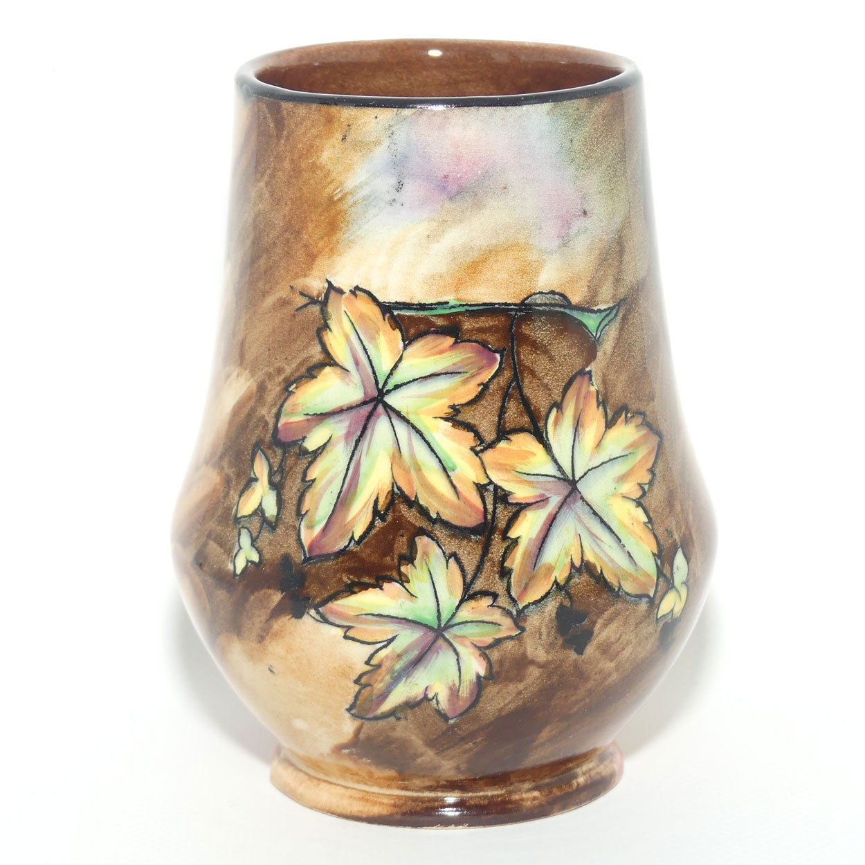 H & K Tunstall Hand Painted Autumn Tints vase signed R Grocott | 12.5cm tall