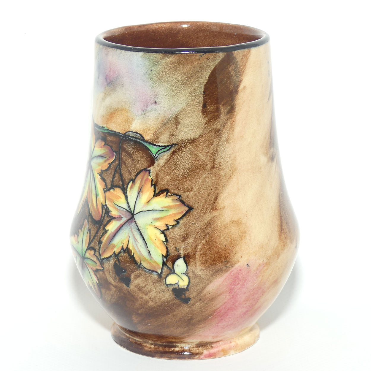 H & K Tunstall Hand Painted Autumn Tints vase signed R Grocott | 12.5cm tall