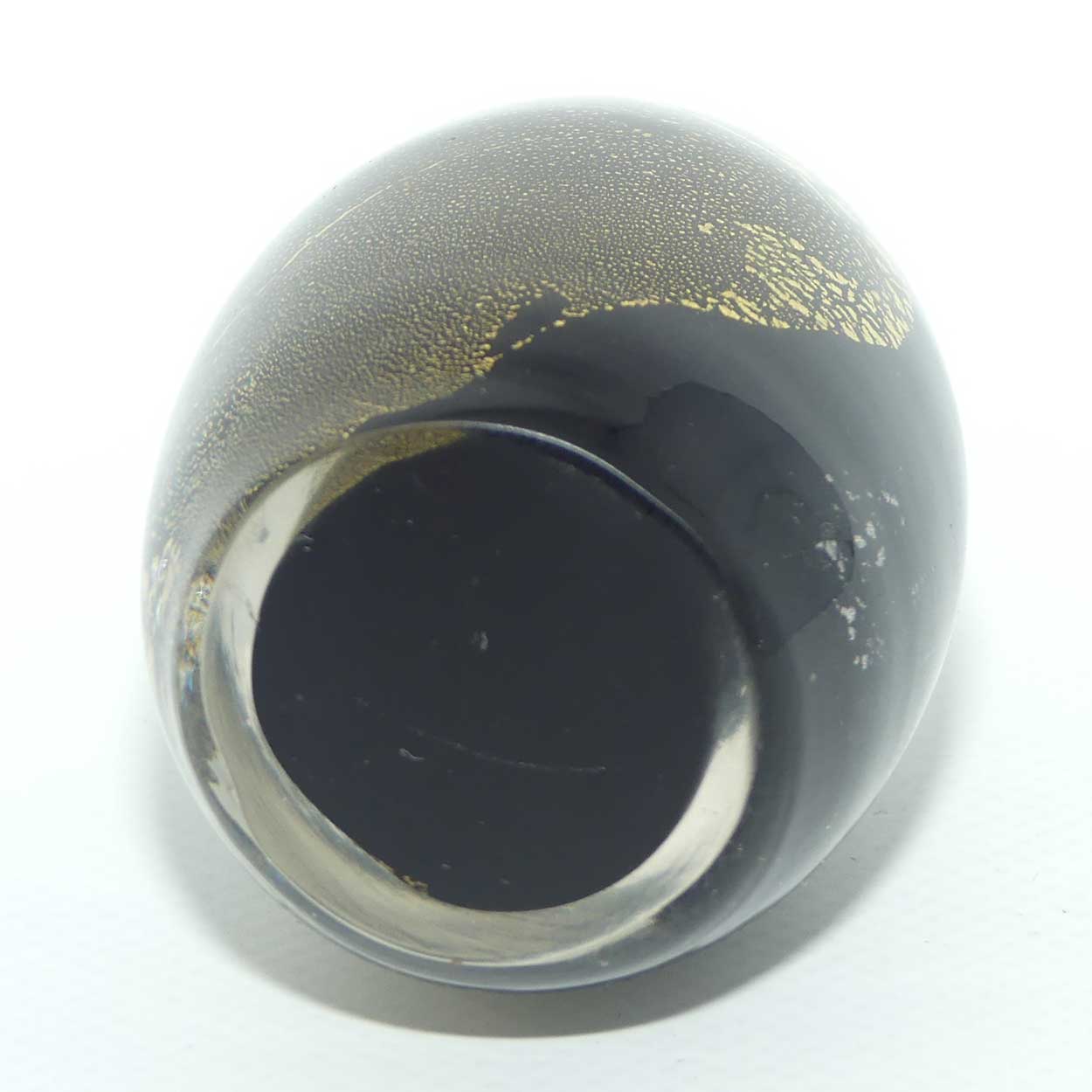 Studio Art Glass Aventurine and Black egg paperweight