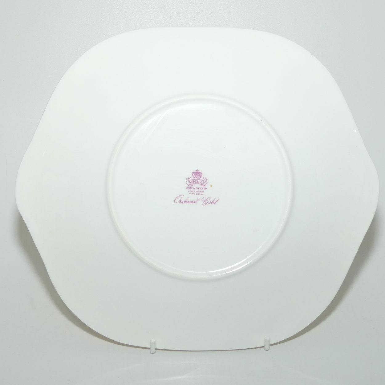 Aynsley Fruit Orchard Gold tab handle cake plate | 26.5cm wide