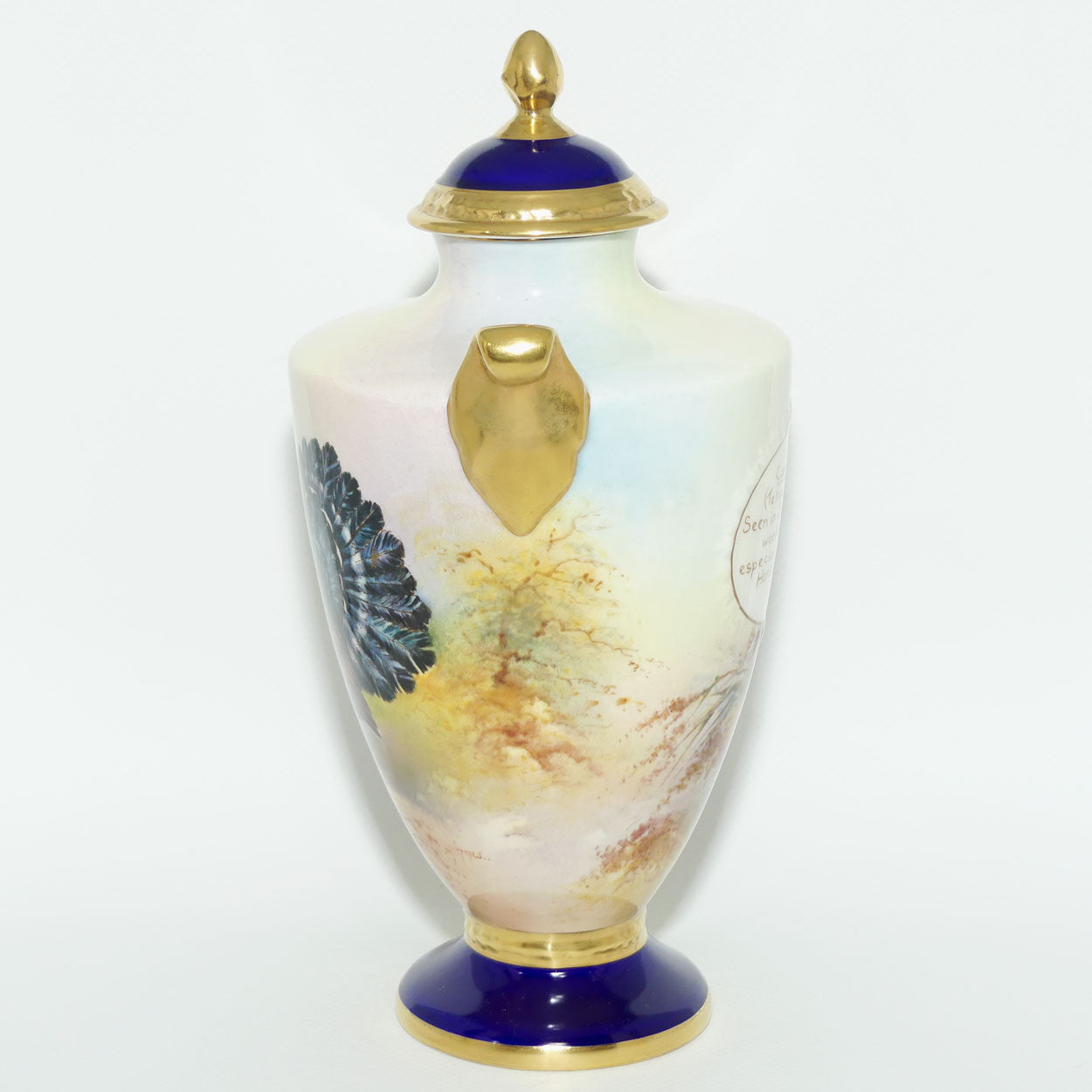 Aynsley Fine Art Collection Handpainted lidded Vase depicting the Capercaillie by J Shaw