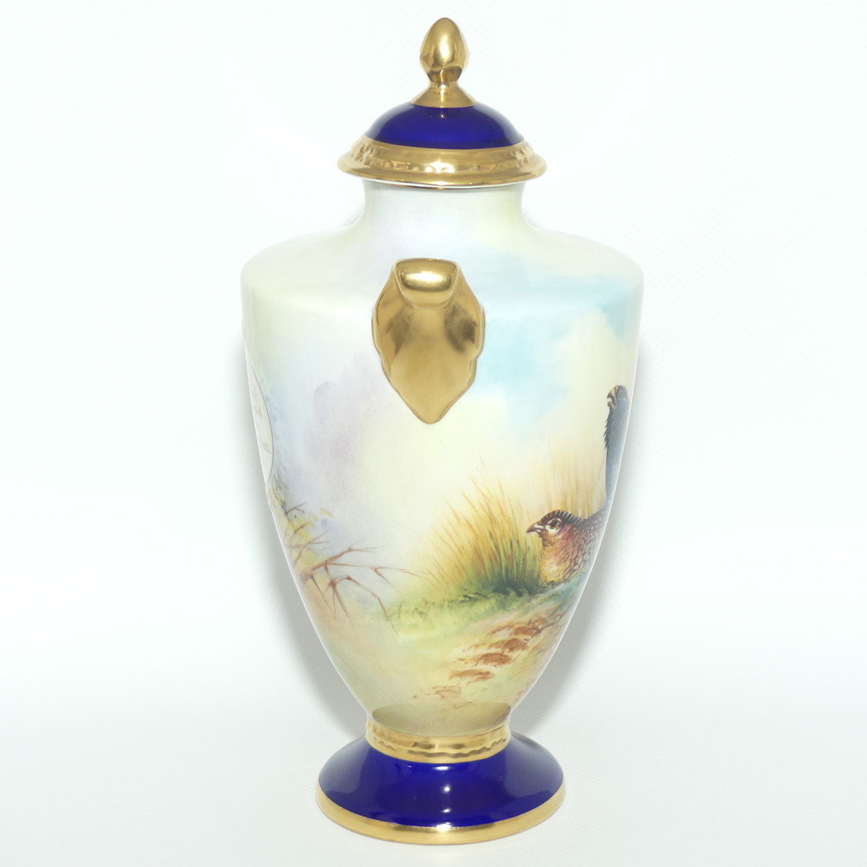 Aynsley Fine Art Collection Handpainted lidded Vase depicting the Capercaillie by J Shaw