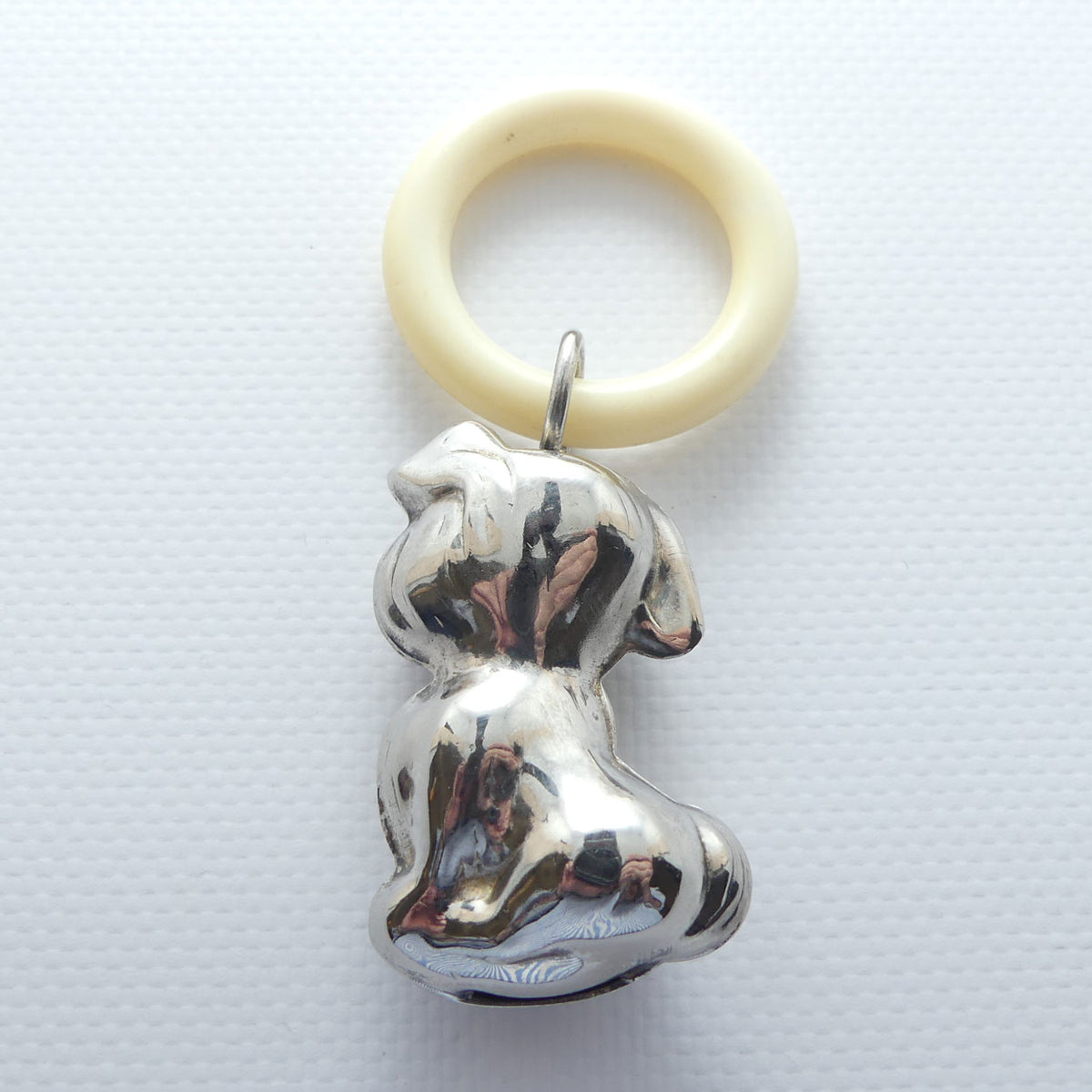 Vintage Silver Plate Baby Rattle | Young Puppy