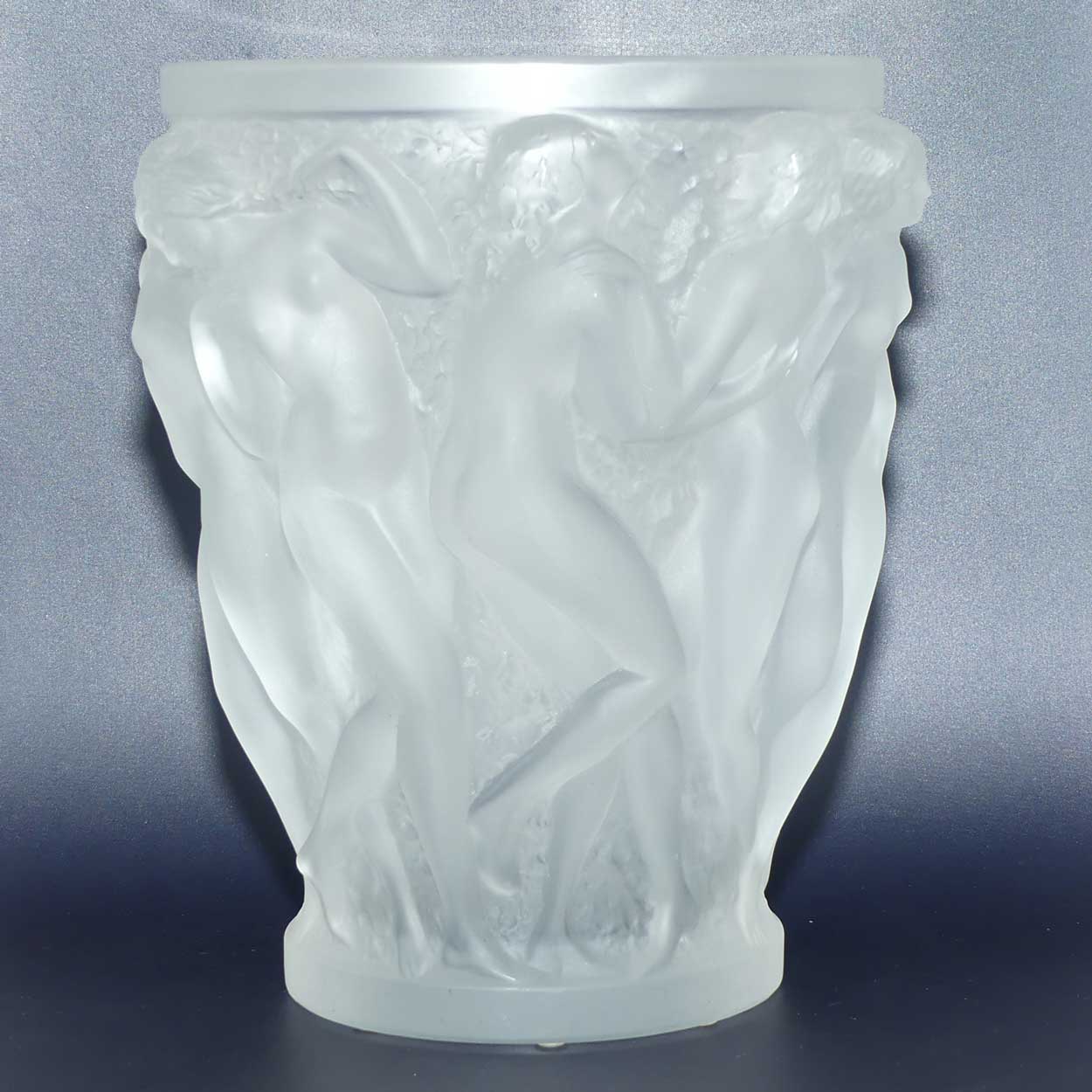 Lalique France frosted crystal Bacchantes vase | 25cm tall