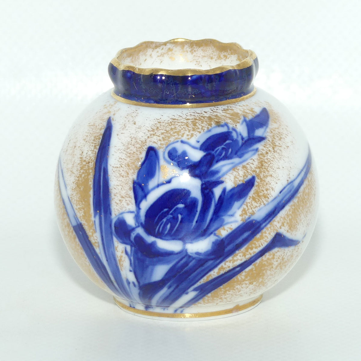 Royal Doulton Blue and White miniature ball vase | Orchid