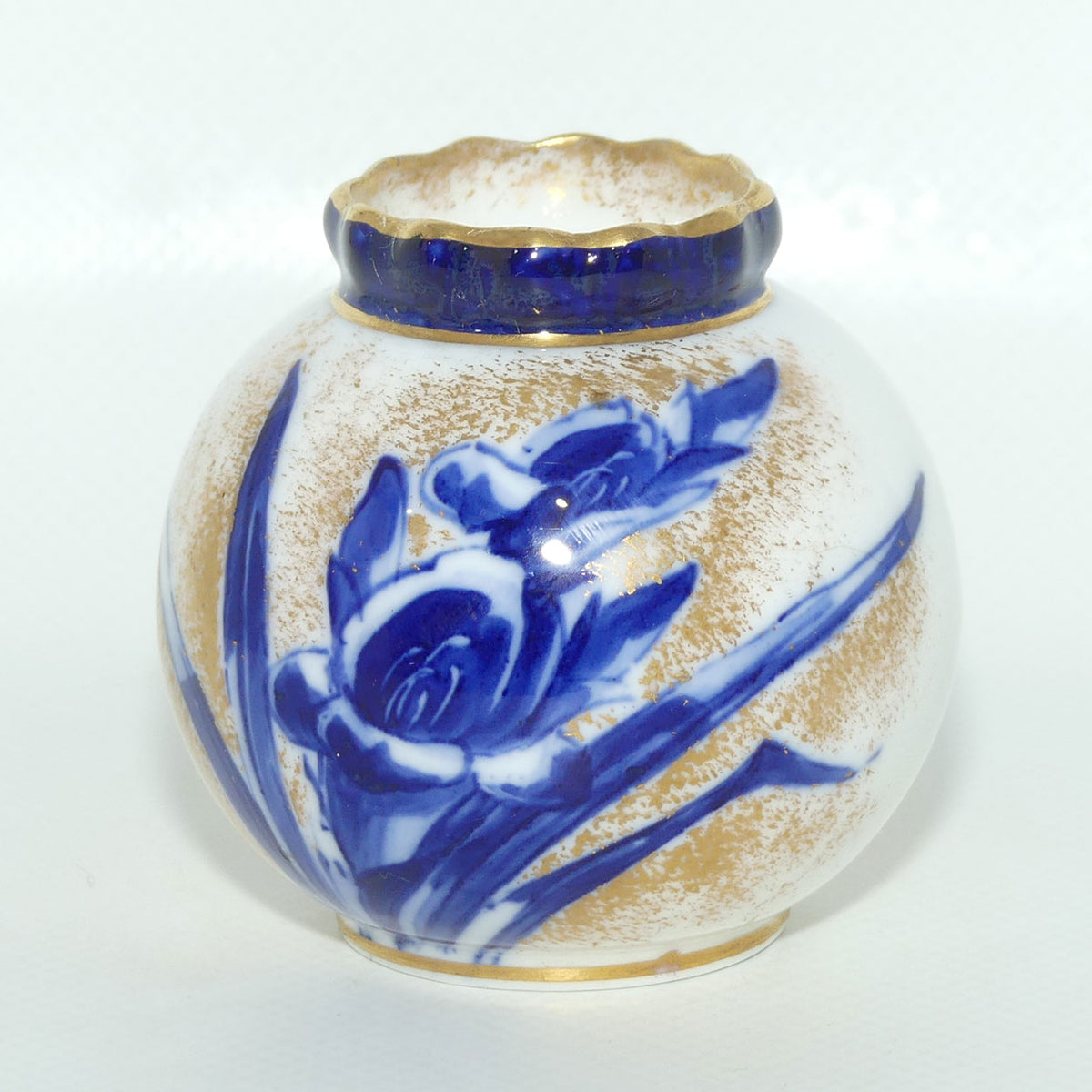 Royal Doulton Blue and White miniature ball vase | Orchid