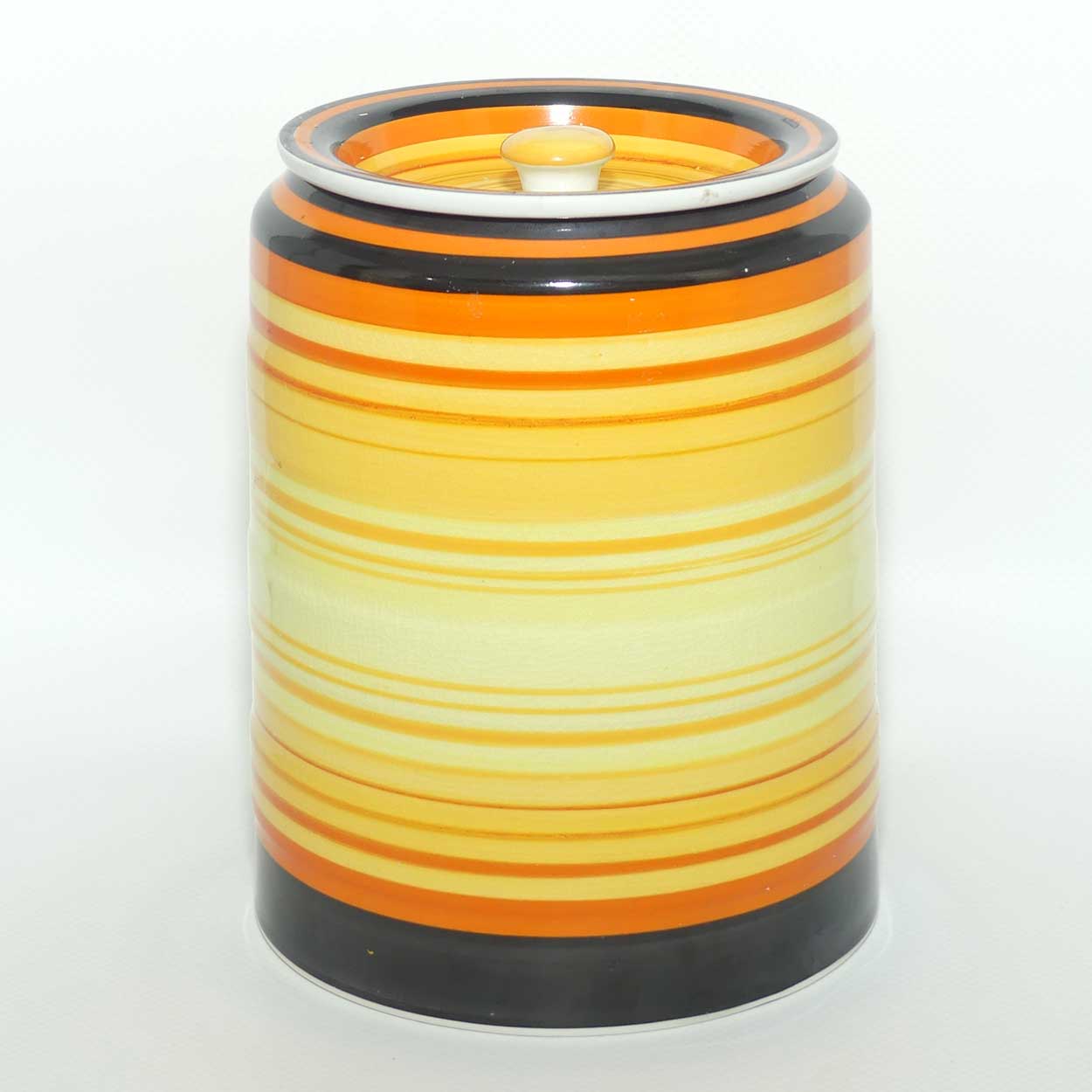 Art Deco Gray's Pottery Heavily Banded kitchen cannister