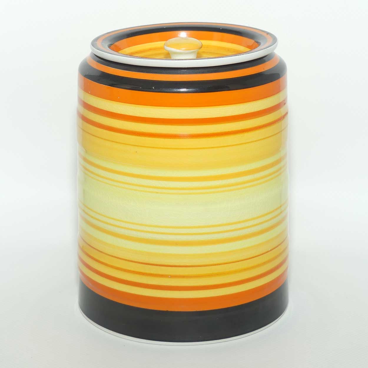 Art Deco Gray's Pottery Heavily Banded kitchen cannister