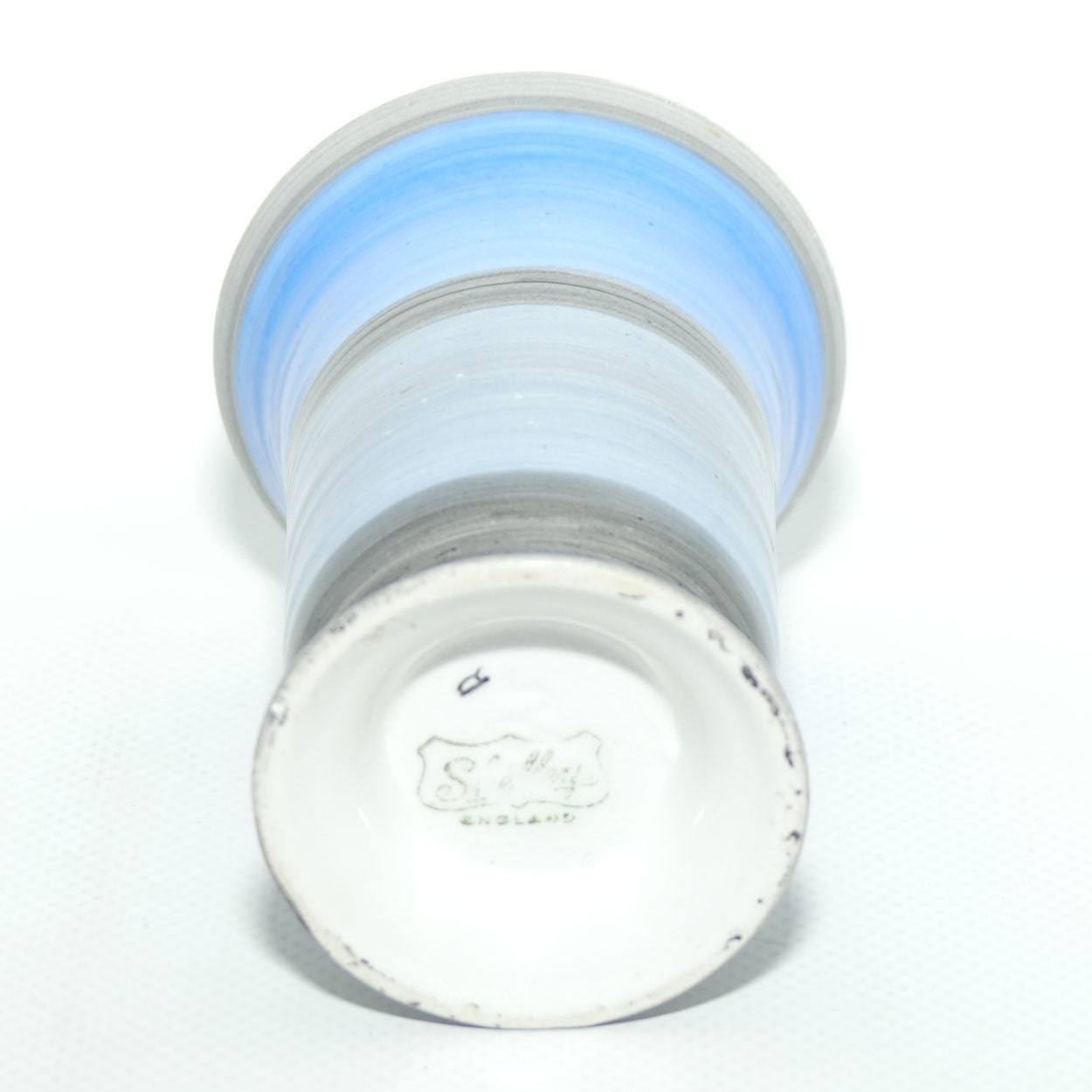 Shelley Harmony pattern | Blue and Grey banded design | mini vase 9.5cm tall