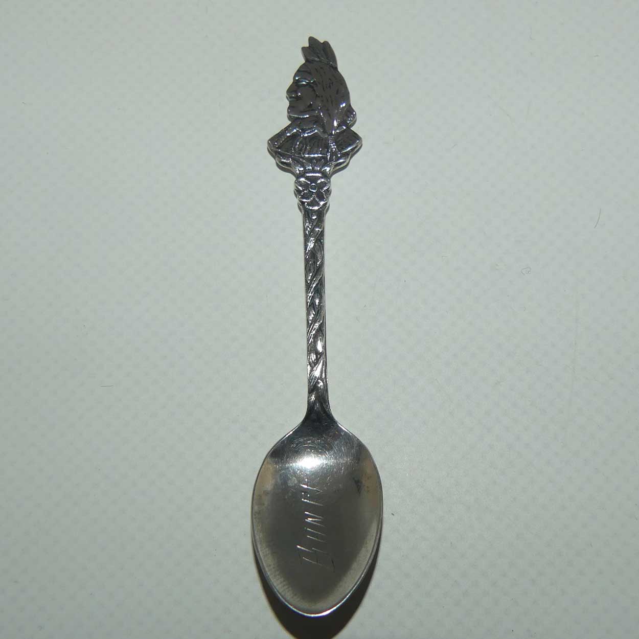 Sterling Silver Souvenir tea spoon | BANFF | Indian Chief motif