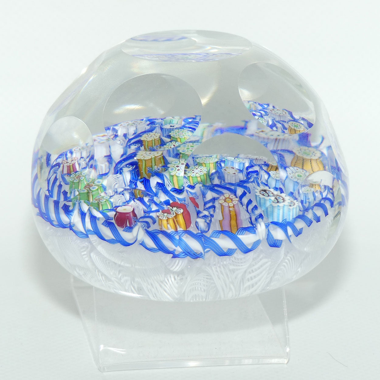 John Deacons Scotland Facetted Magnum Barbers Pole paperweight