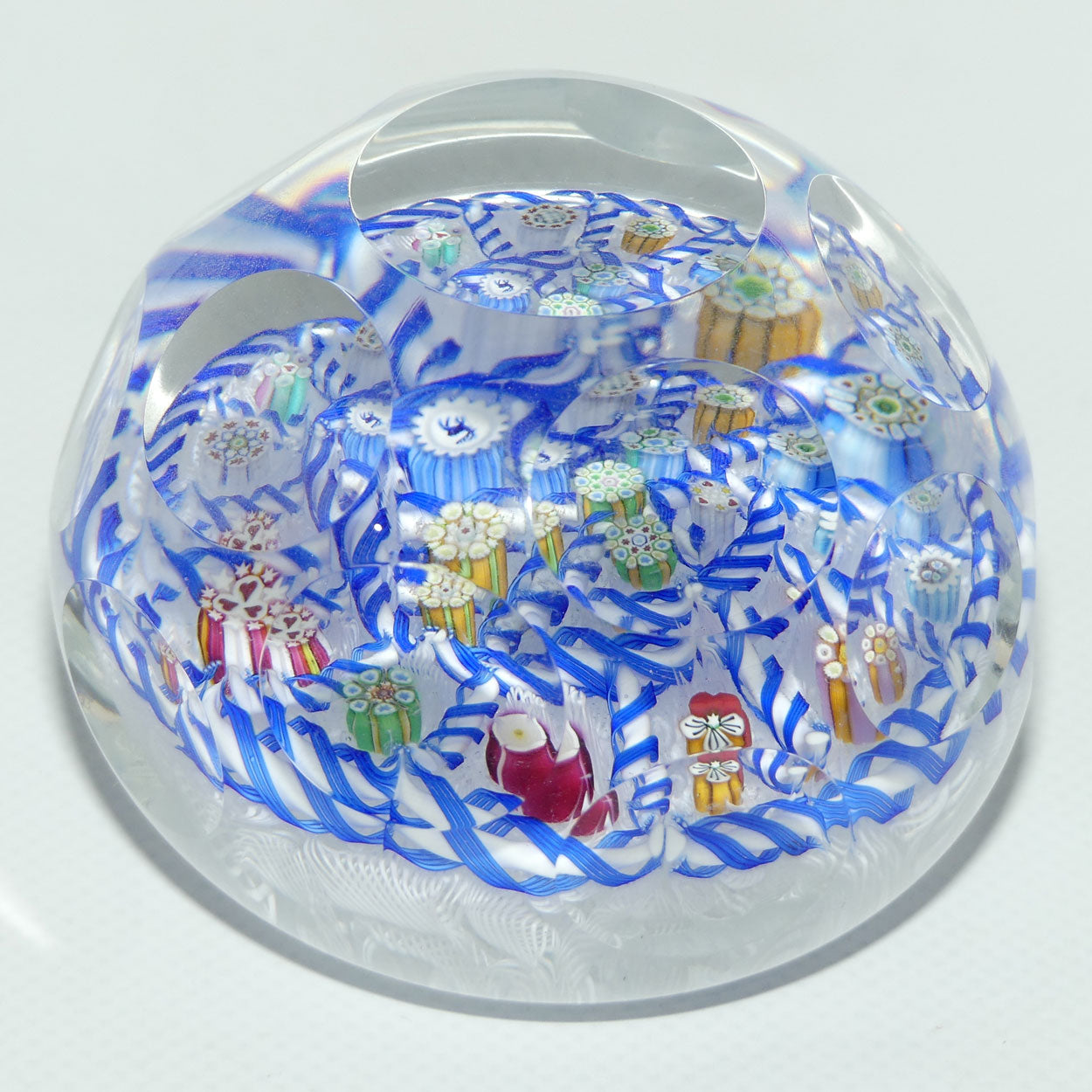 John Deacons Scotland Facetted Magnum Barbers Pole paperweight