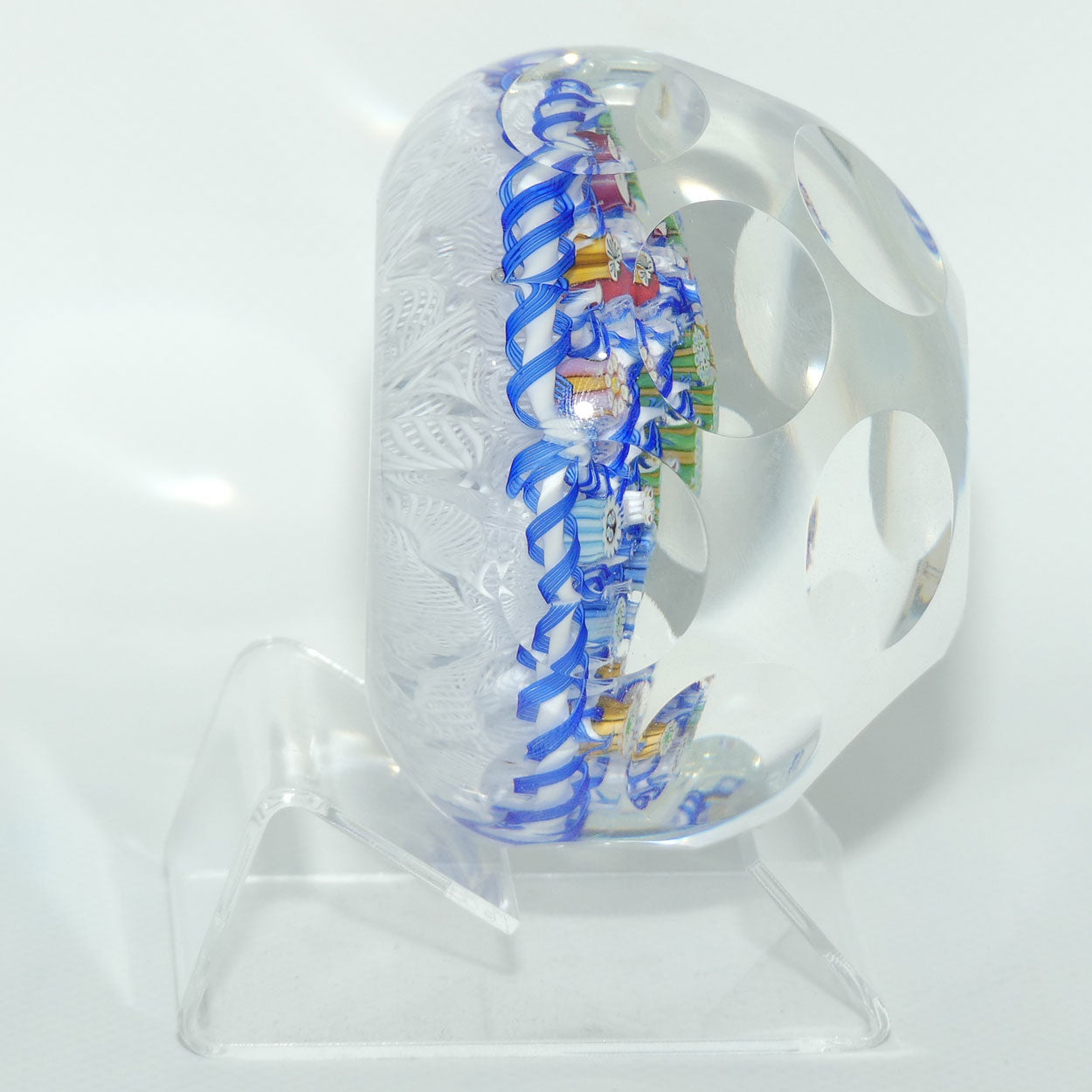 John Deacons Scotland Facetted Magnum Barbers Pole paperweight