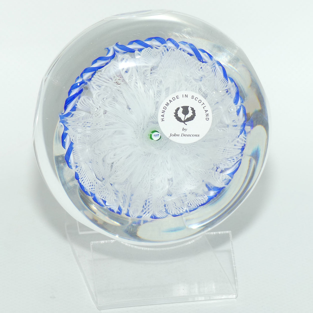 John Deacons Scotland Facetted Magnum Barbers Pole paperweight