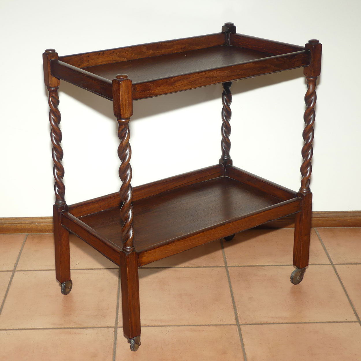 English Oak Barley Twist tea trolley | c.1920