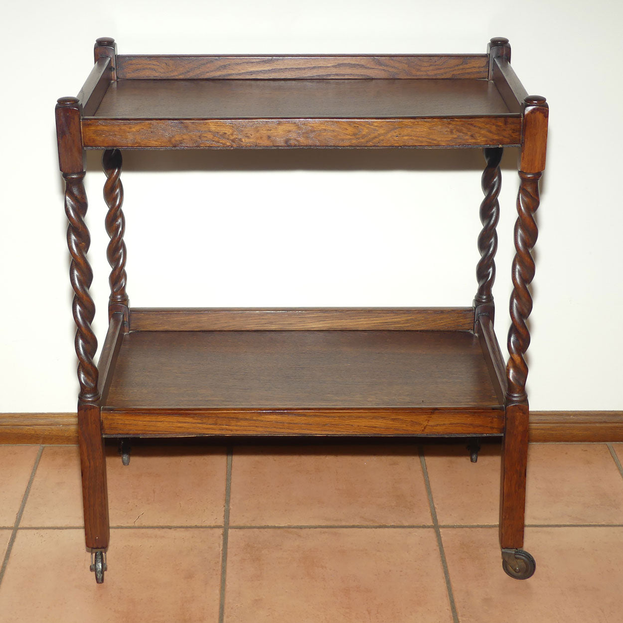English Oak Barley Twist tea trolley | c.1920