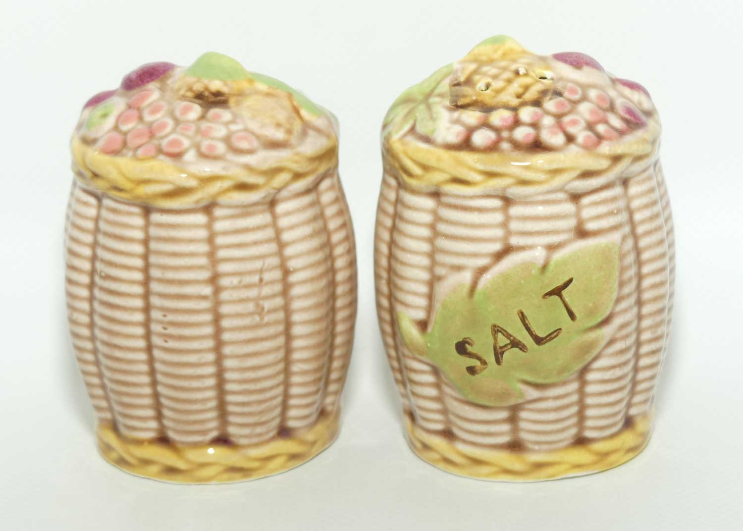 Novelty 1950's Japan Basket of Fruit salt and pepper shakers