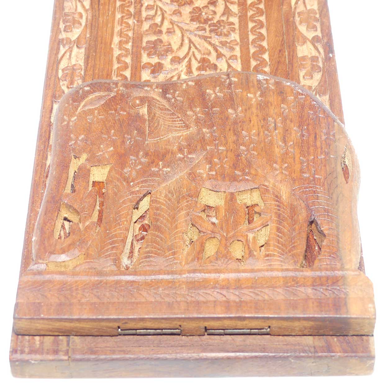Batik Carved Teak Elephant motif expanding book slide
