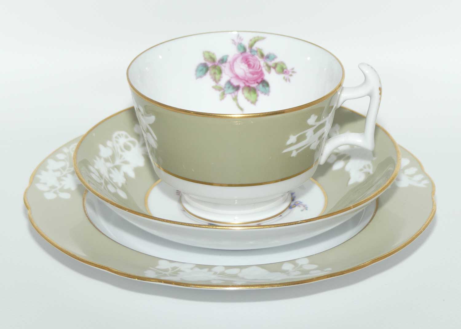 Spode Copeland Floral trio with Beige border and Embossed decor