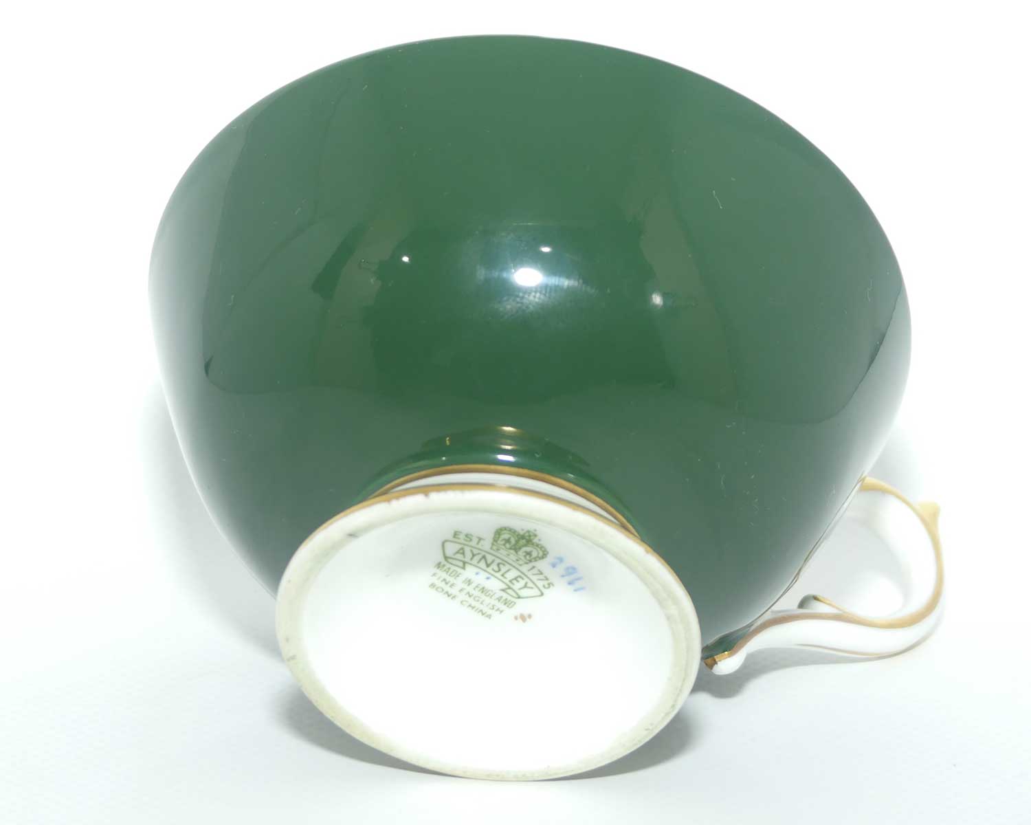 Aynsley Floral tea duo | Cabbage Rose | Green with Floral inside cup