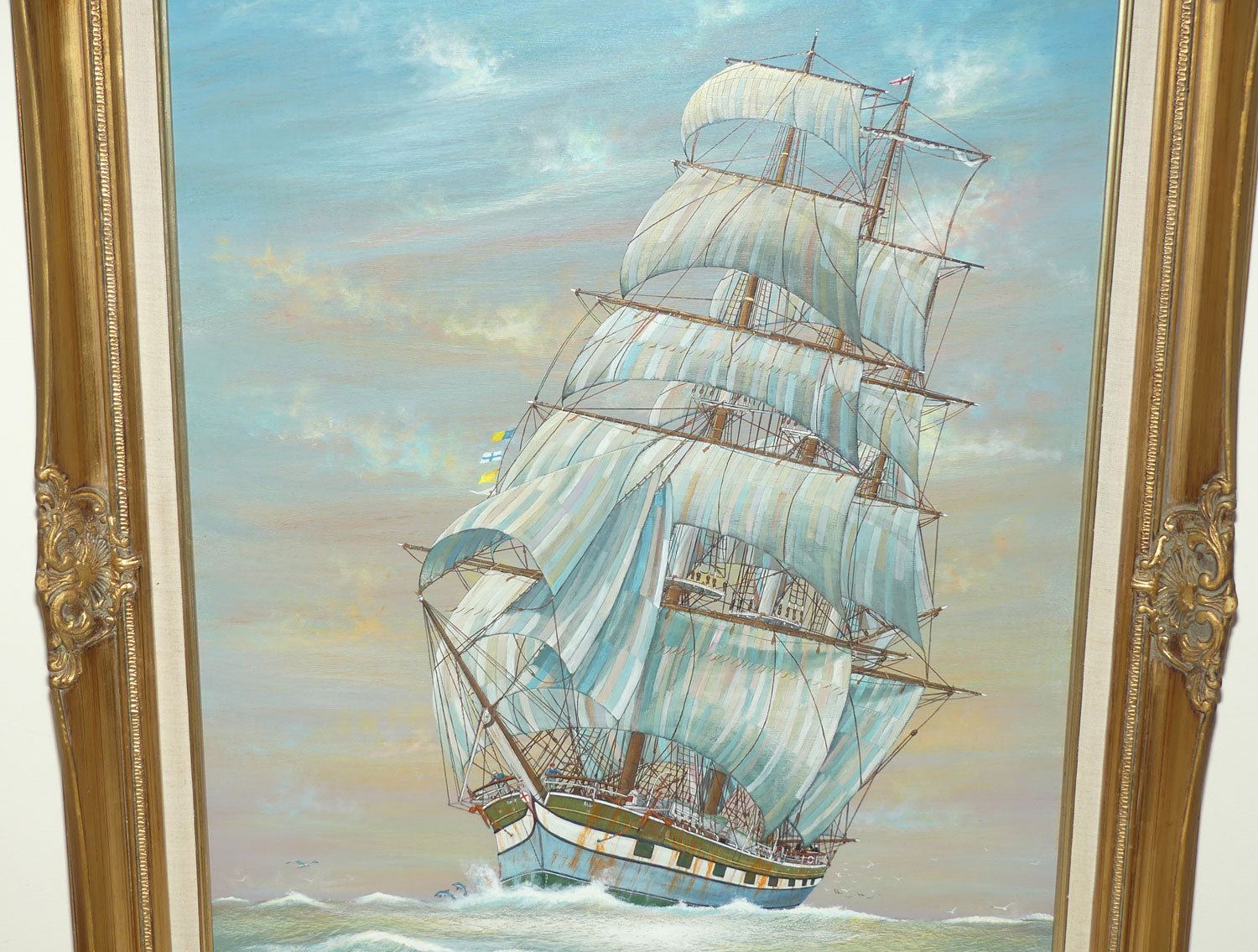Bob Tindall original artwork | large Gilt Framed Oil on Board entitled Making Her Easting