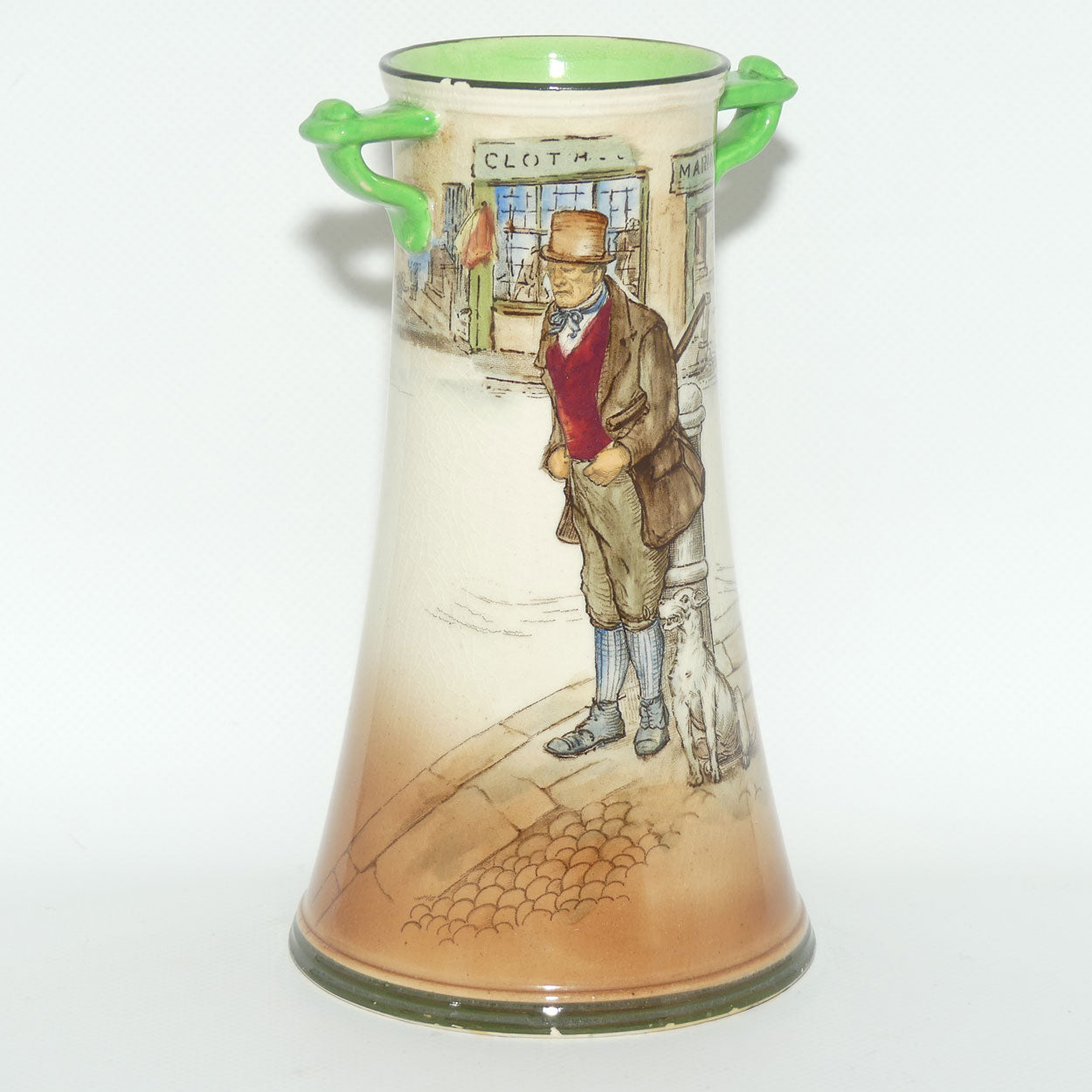 Royal Doulton Dickensware twin handle vase | Bill Sykes | early version