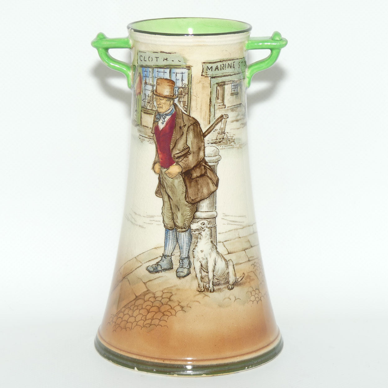 Royal Doulton Dickensware twin handle vase | Bill Sykes | early version