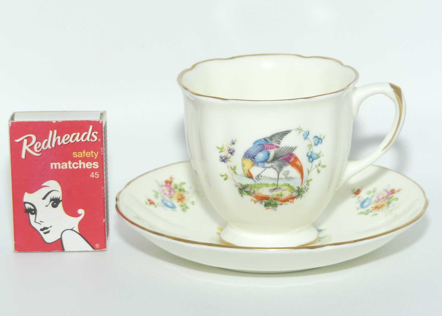 Royal Doulton Birds and Flowers demi tasse duo H2392