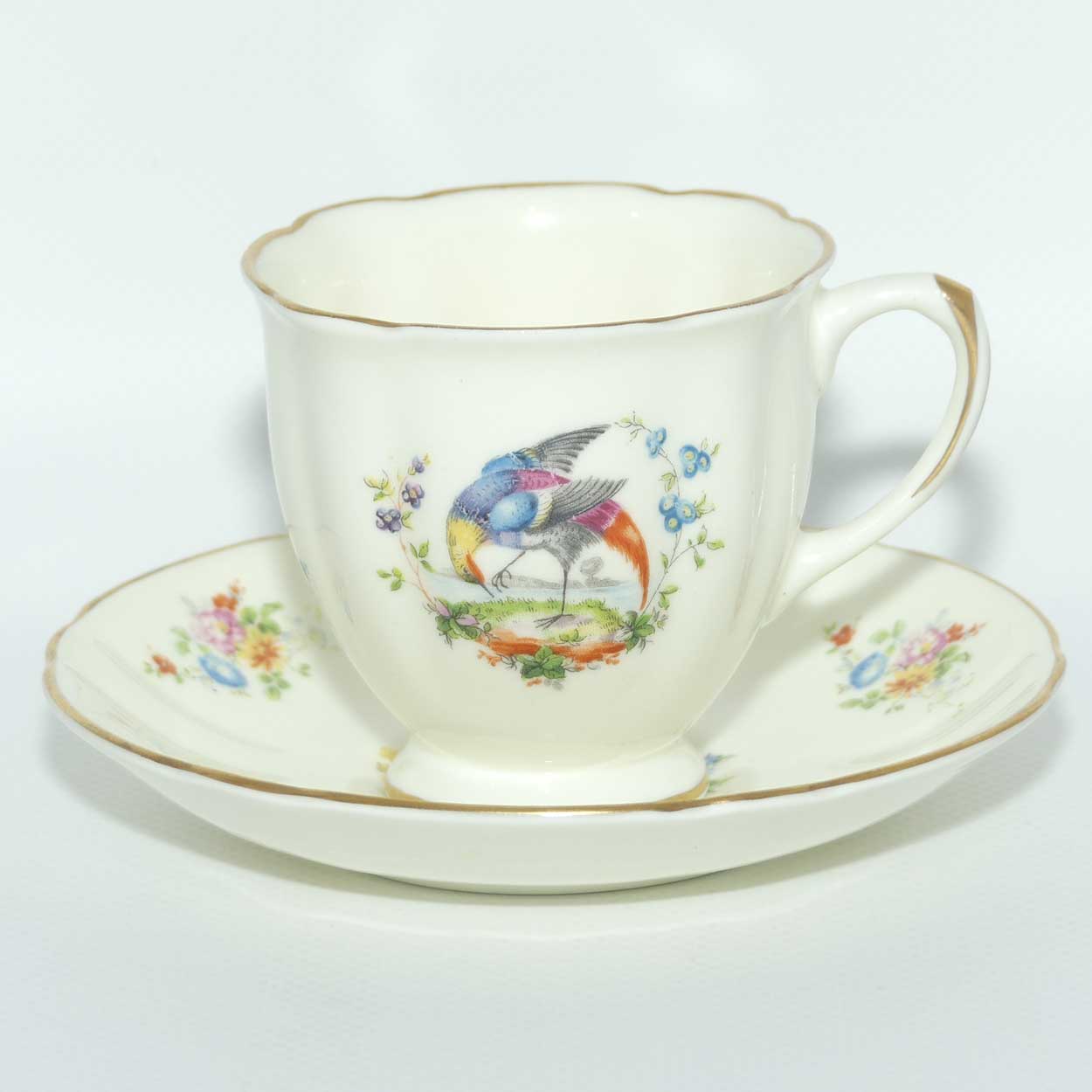Royal Doulton Birds and Flowers demi tasse duo H2392
