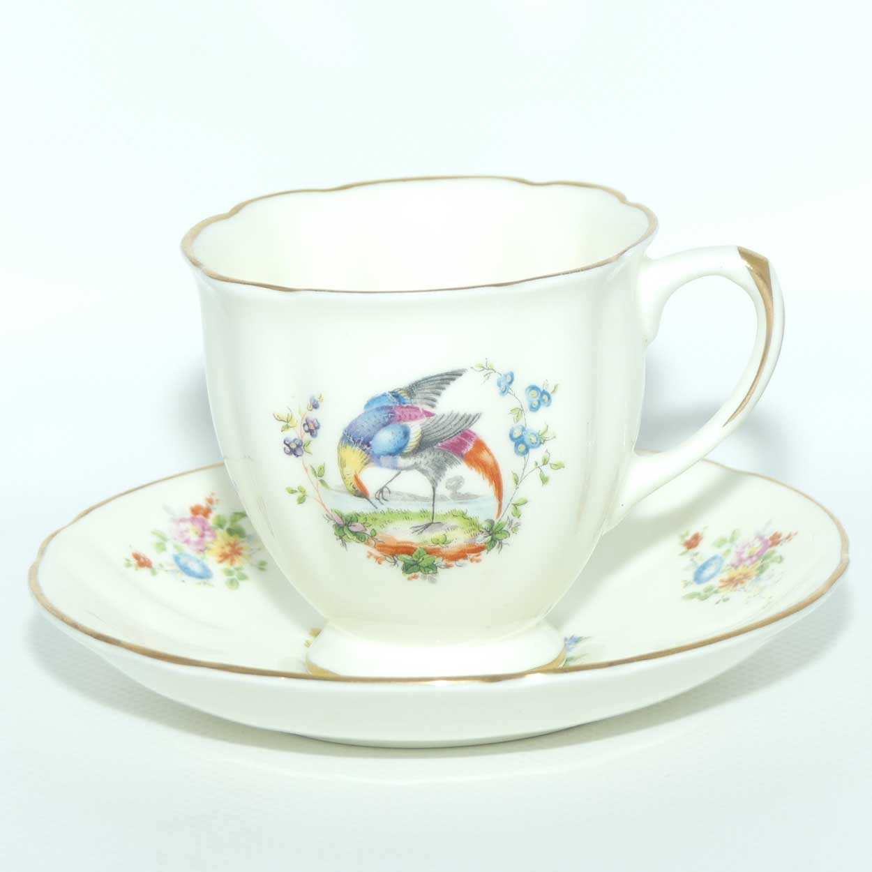 Royal Doulton Birds and Flowers demi tasse duo H2392