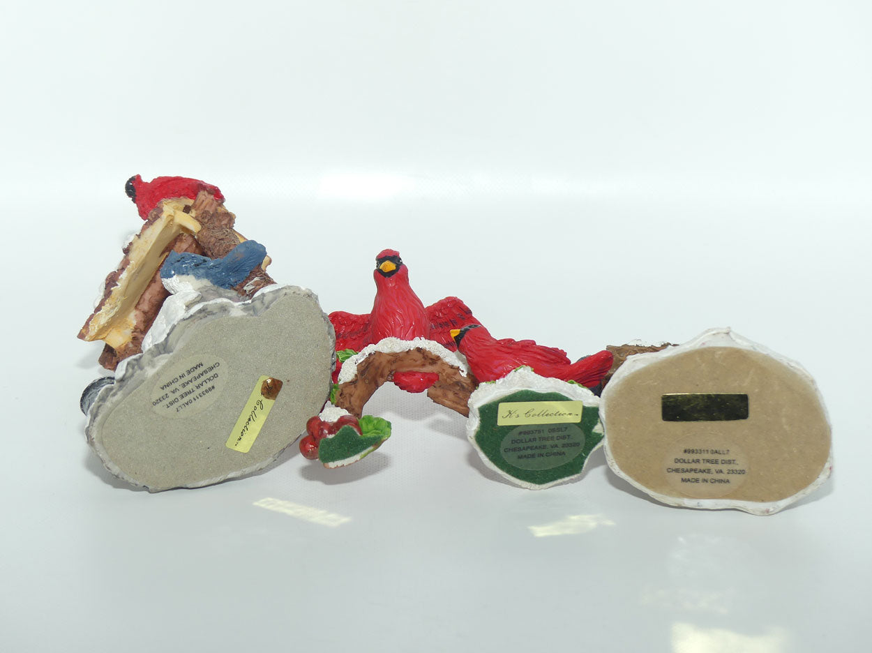 Collection of 3 Bird figures | Christmas theme | K's Collection | Resin