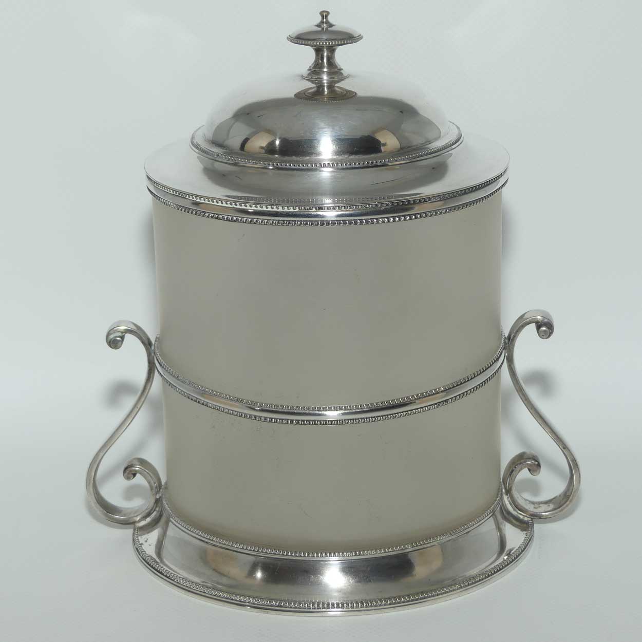 Victorian era Britannia Metal frame holding Acid Etched Glass Biscuit Box