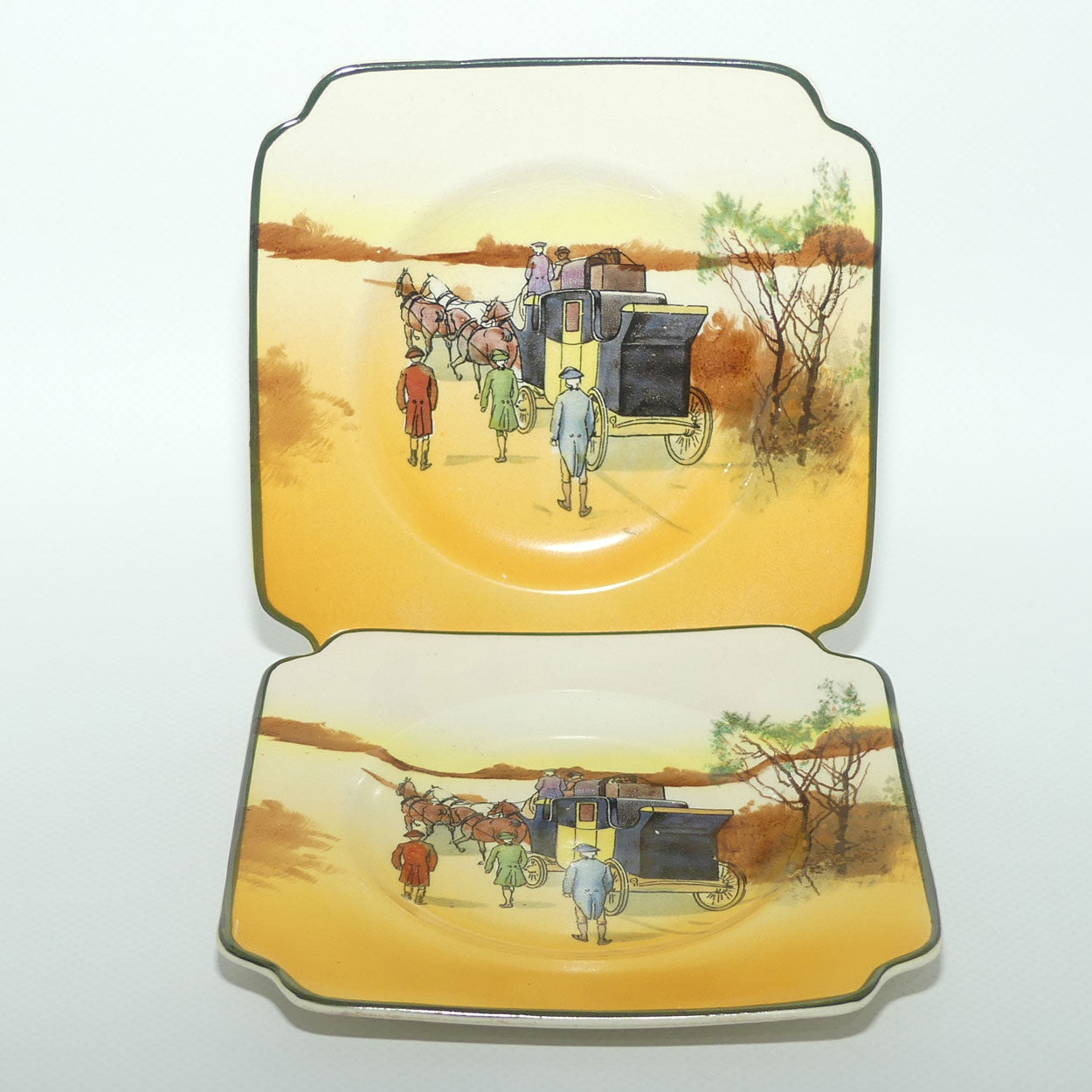 Royal Doulton Coaching Days pair of square tea plates | Scene 12