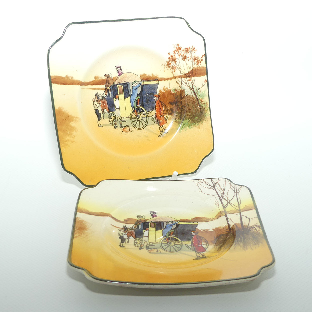 Royal Doulton Coaching Days pair of square tea plates | Scene 4