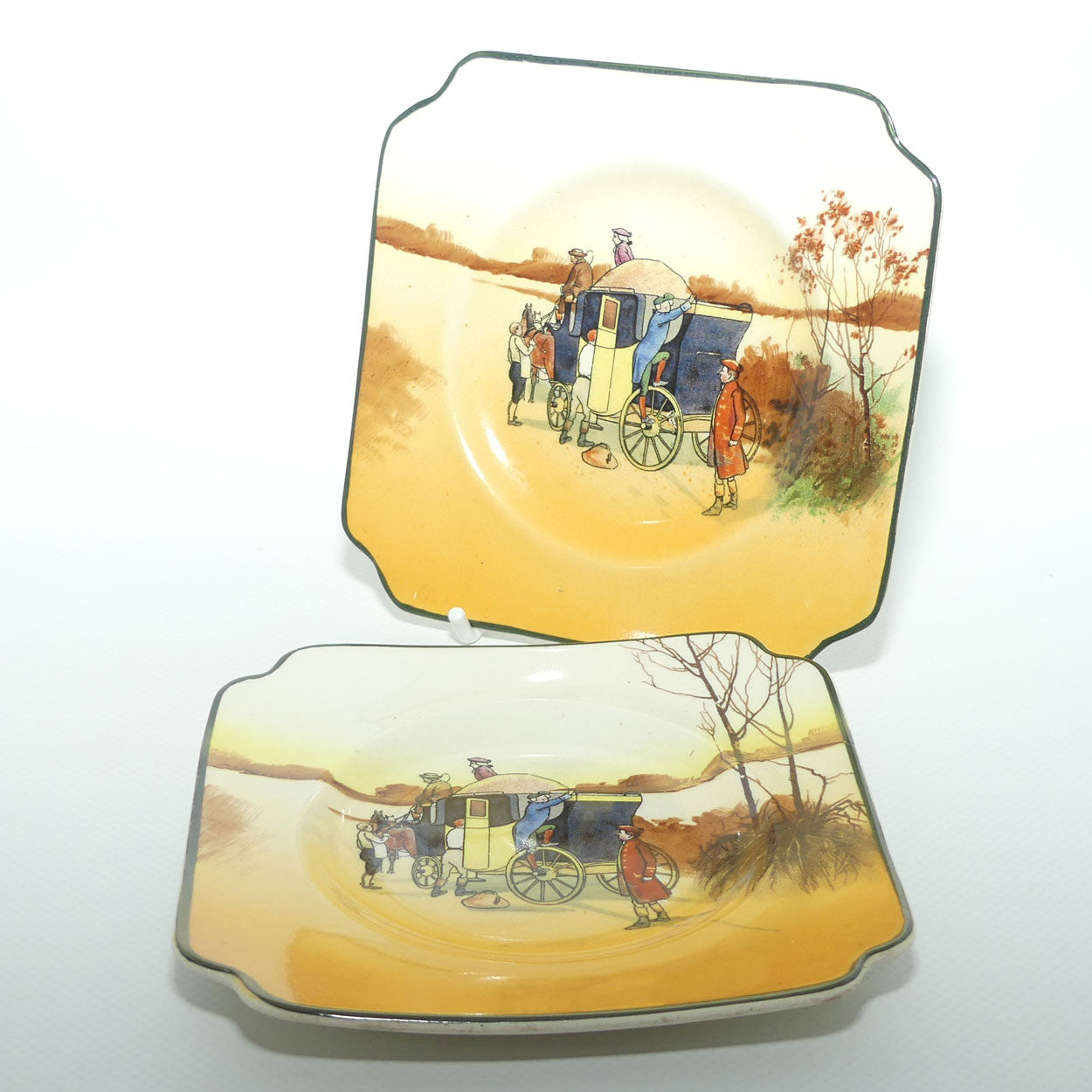 Royal Doulton Coaching Days pair of square tea plates | Scene 4