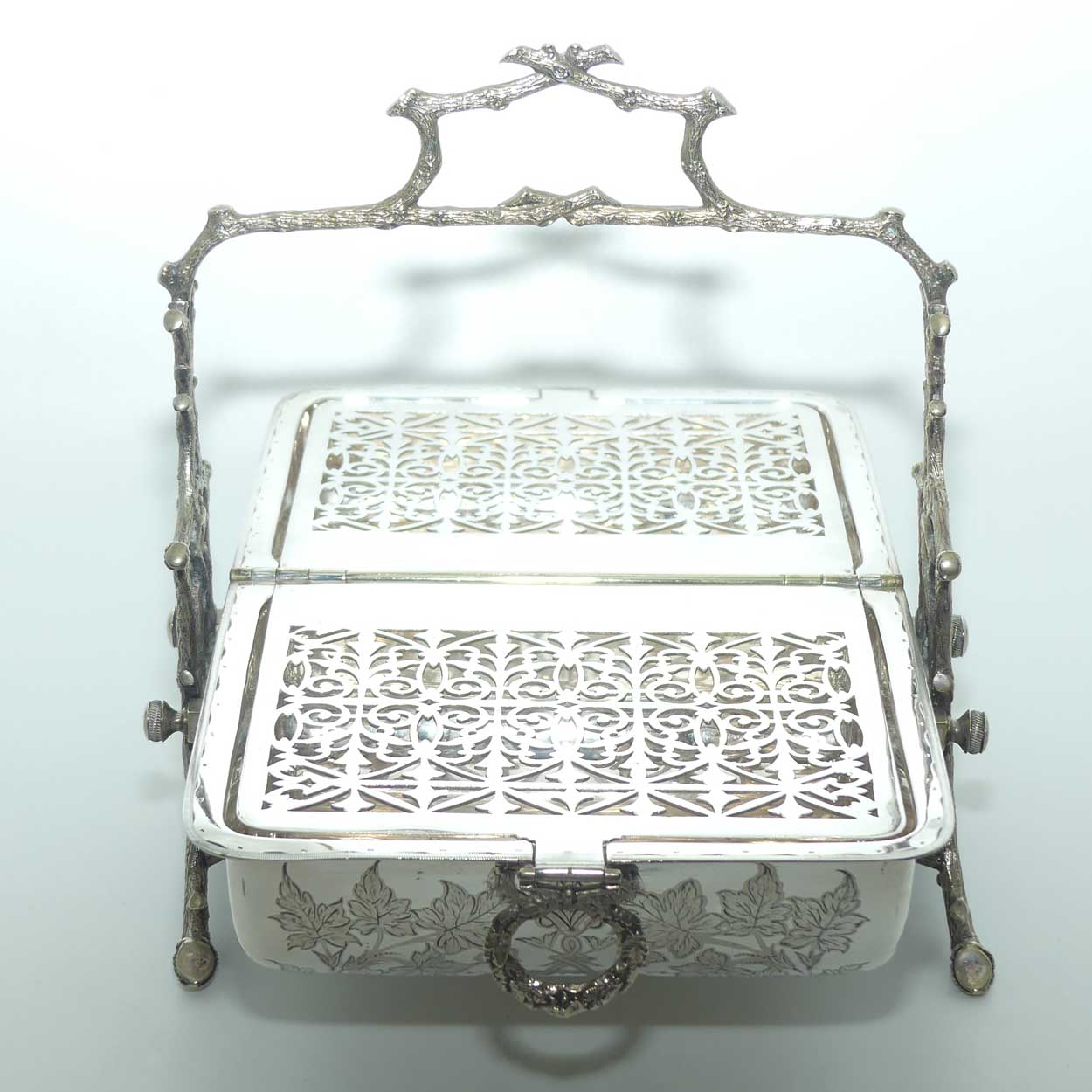 Victorian era Silver Plated folding Biscuitier | Biscuit Box | Biscuit Warmer