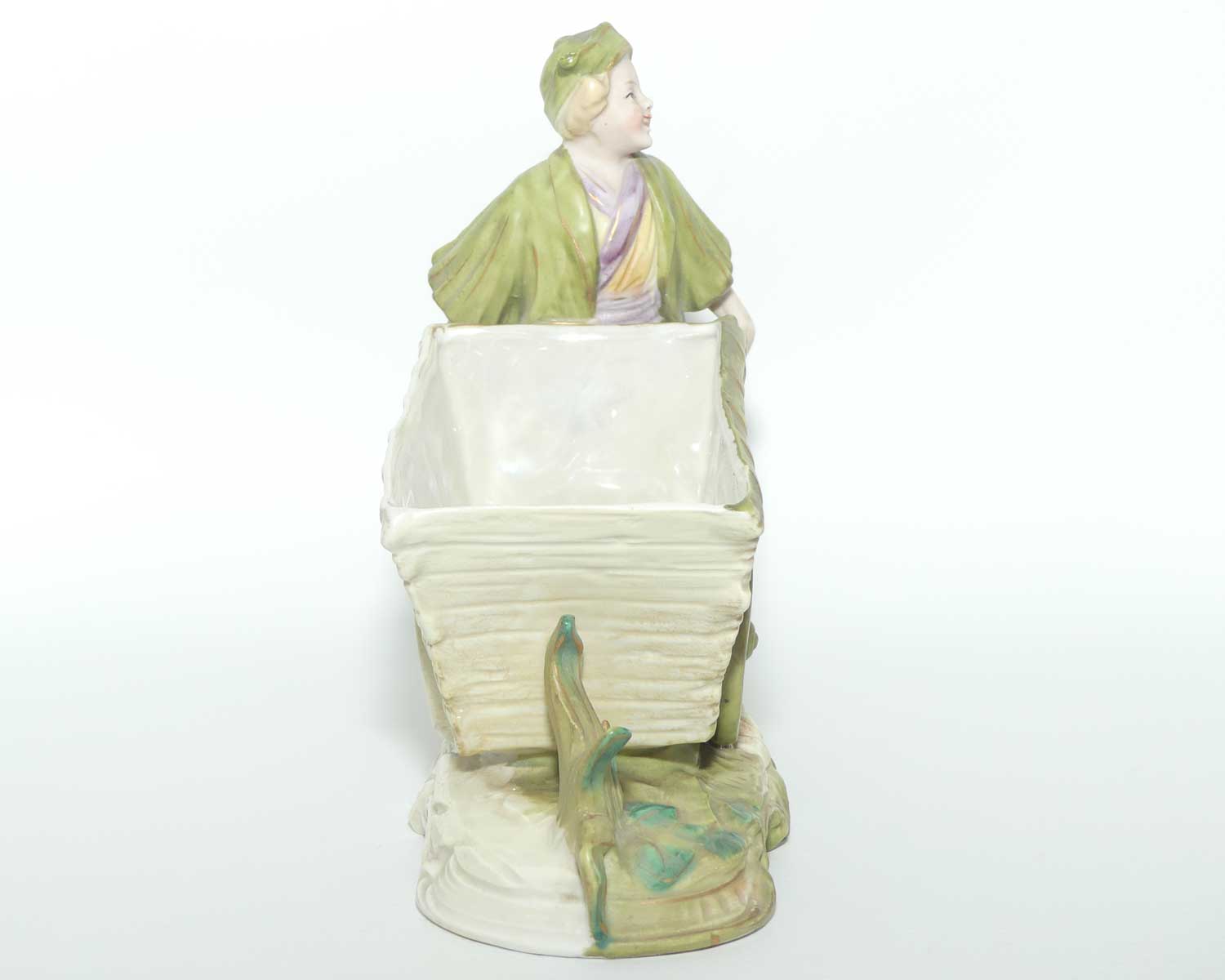Victorian Bisque trough | Boy pushing Cart | minor fault