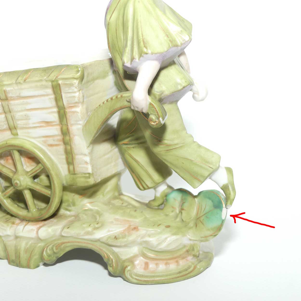 Victorian Bisque trough | Boy pushing Cart | minor fault