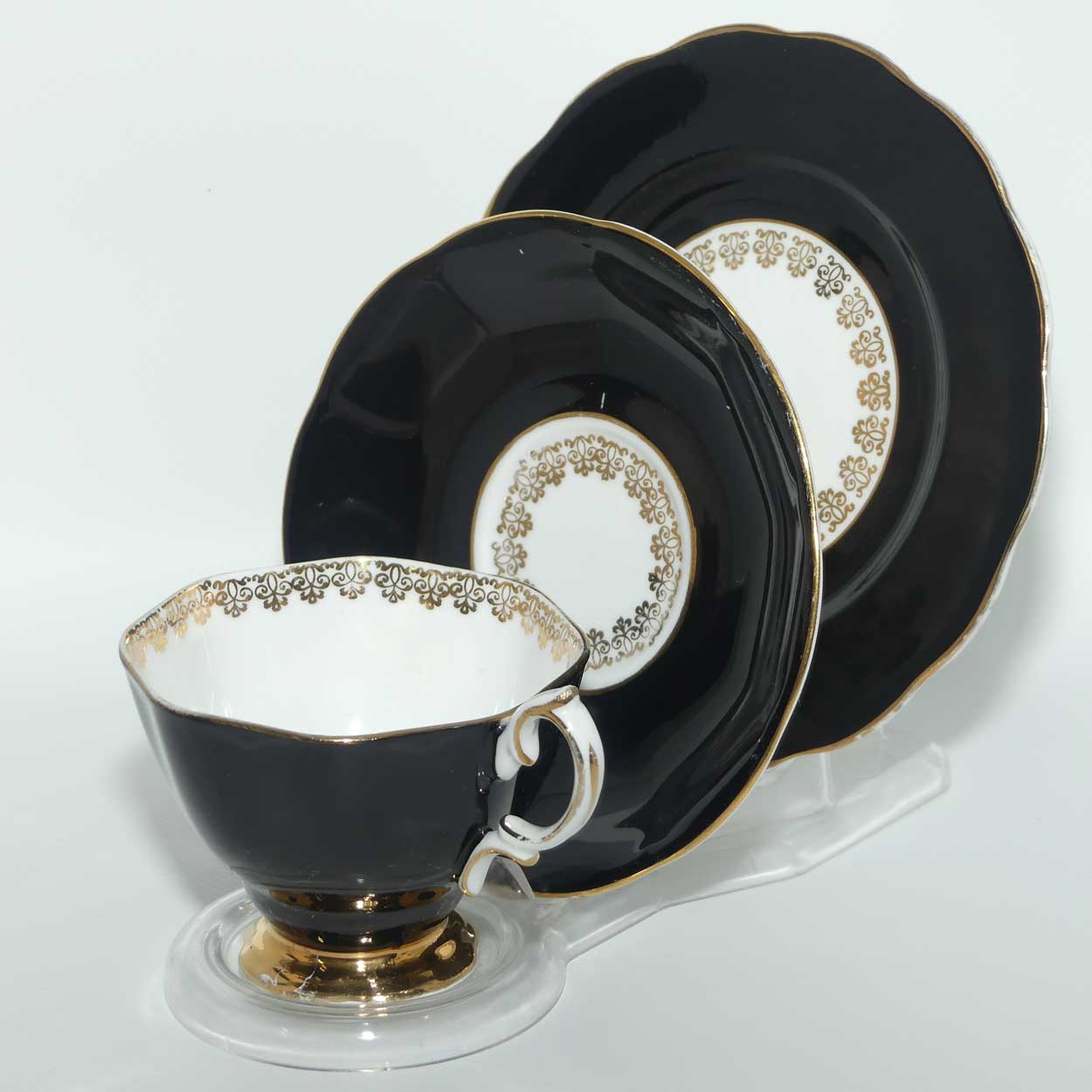 Royal Albert trio | Mid Century era Black and gilt trim