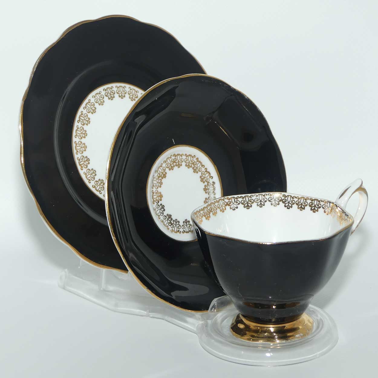 Royal Albert trio | Mid Century era Black and gilt trim