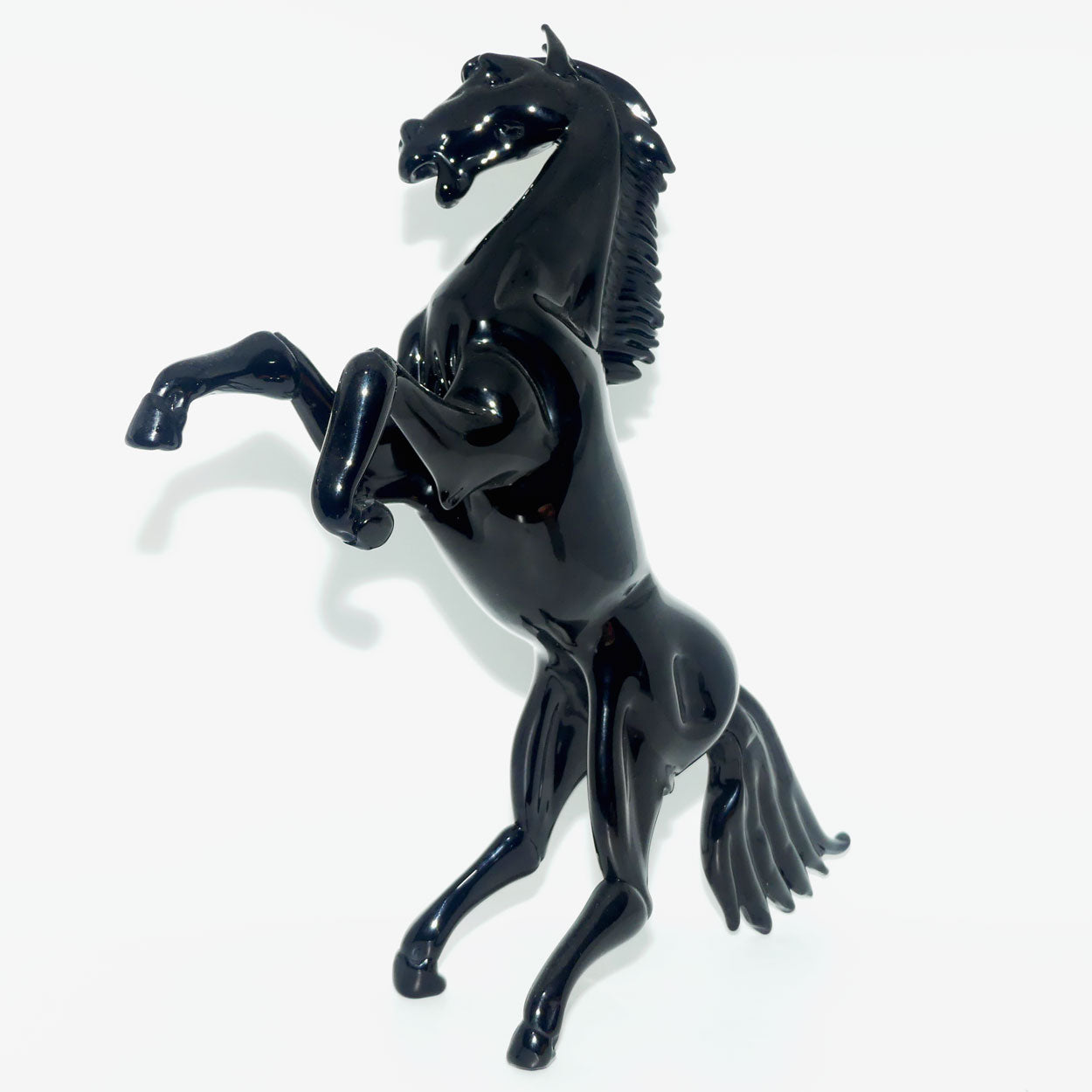 Exceptional Murano Glass Black Rearing Horse | Dancing Stallion | signed Formia Murano
