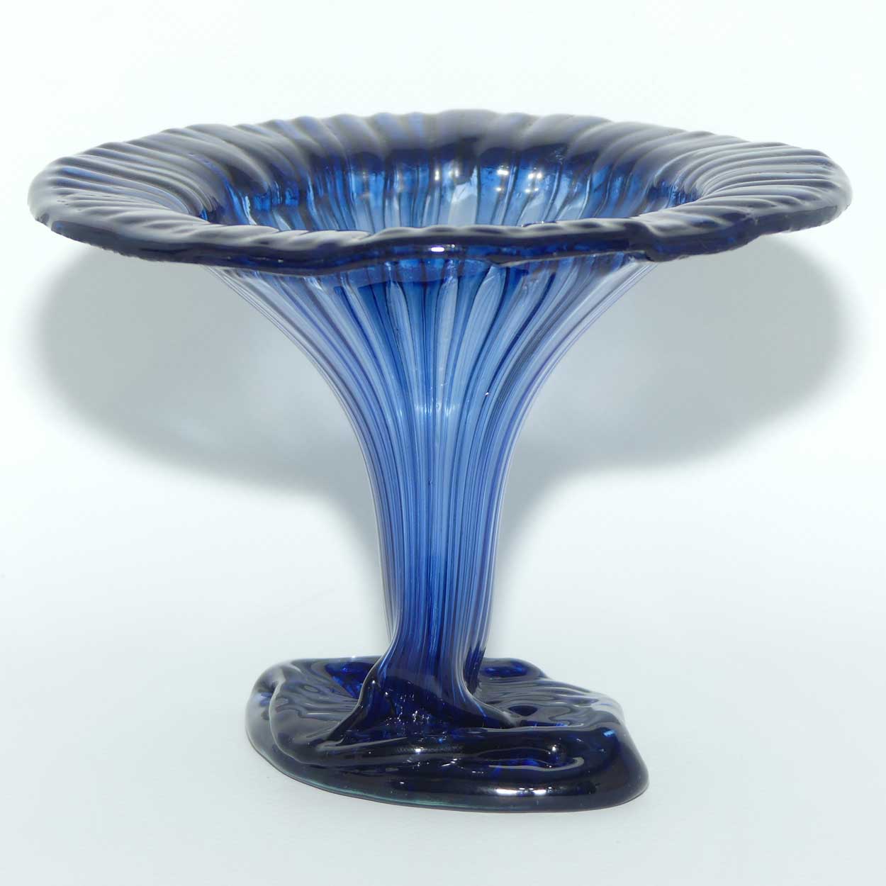Peter Crisp Art Glass Blue Flower vase | signed Crisp