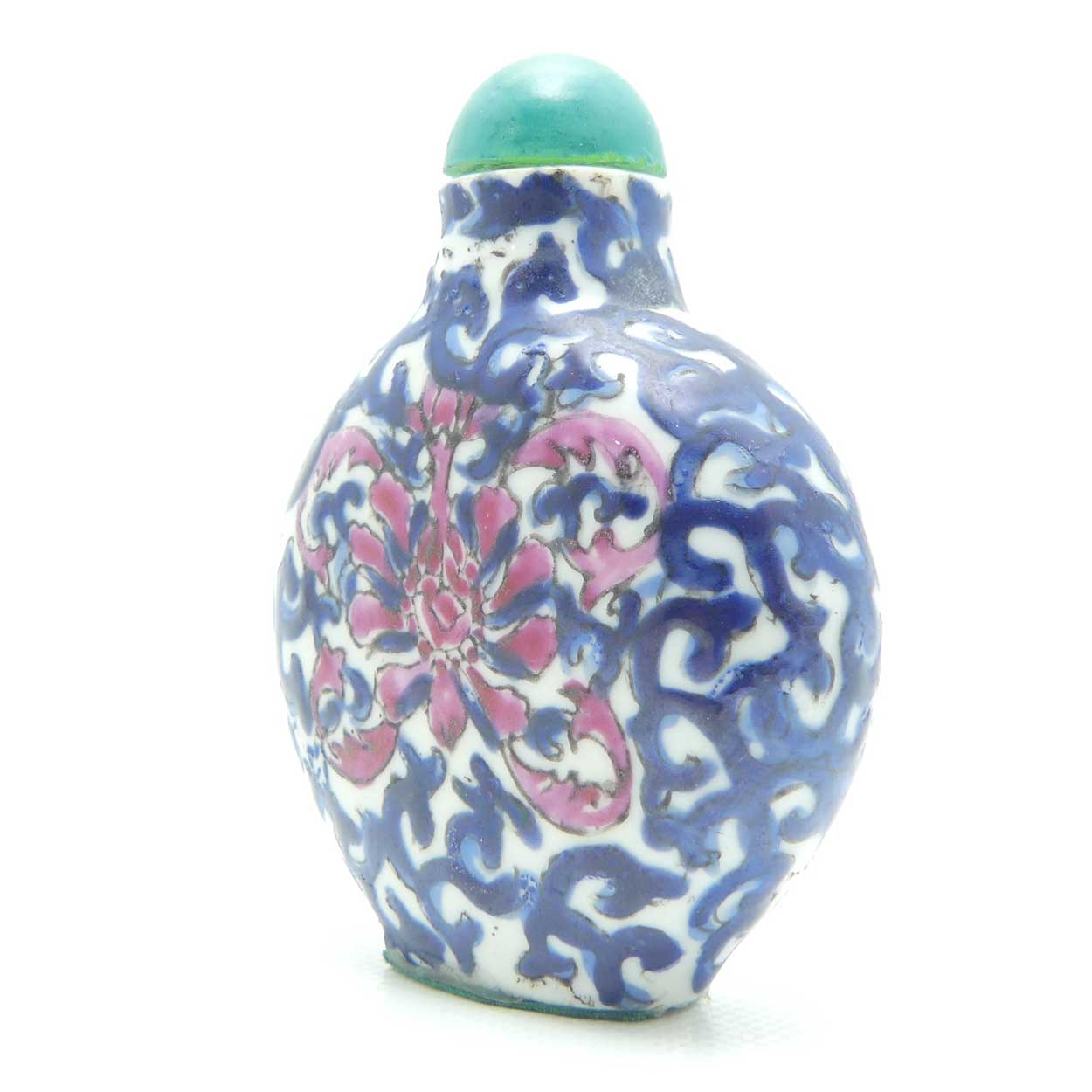 Vintage Porcelain Snuff Bottle | Blue Floral