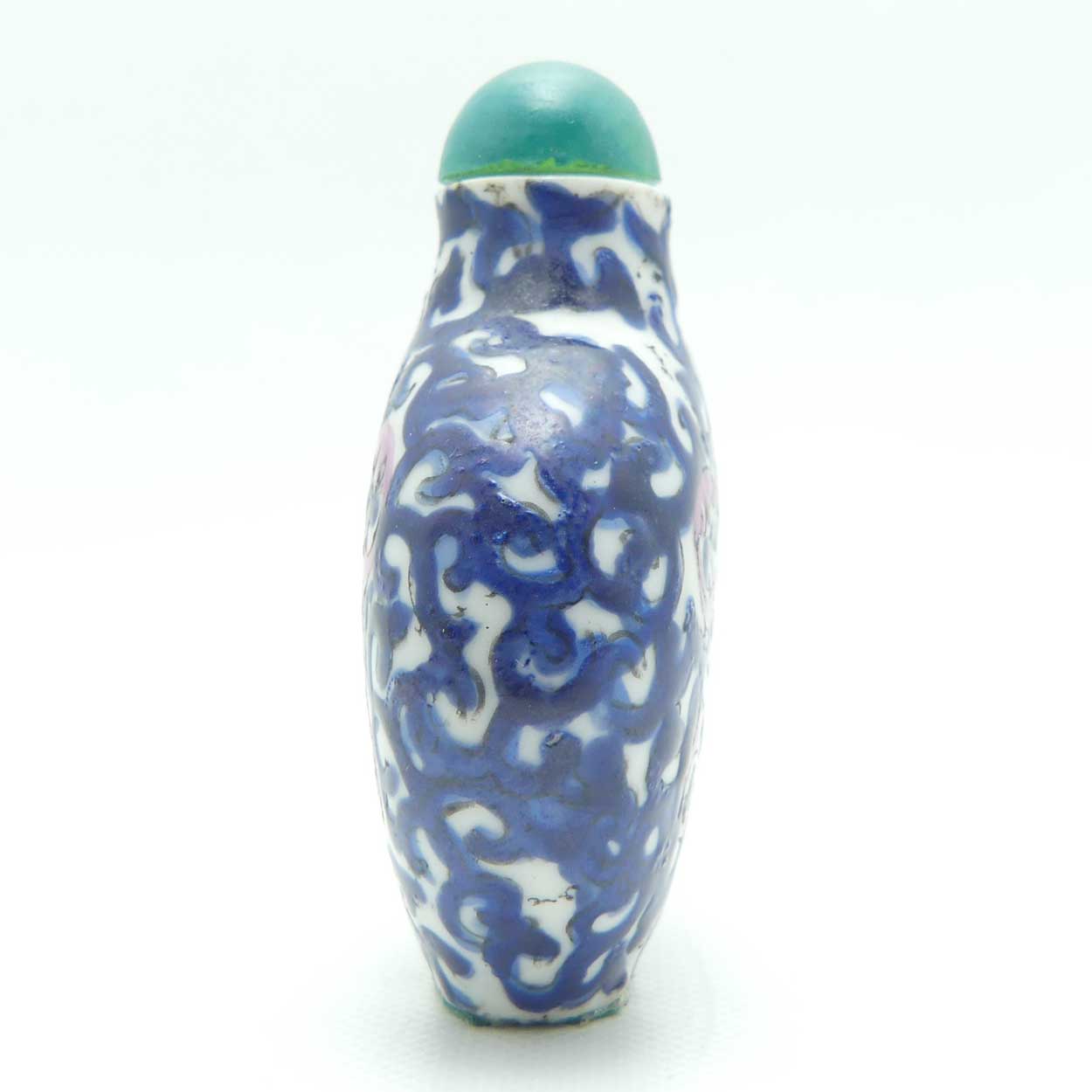 Vintage Porcelain Snuff Bottle | Blue Floral