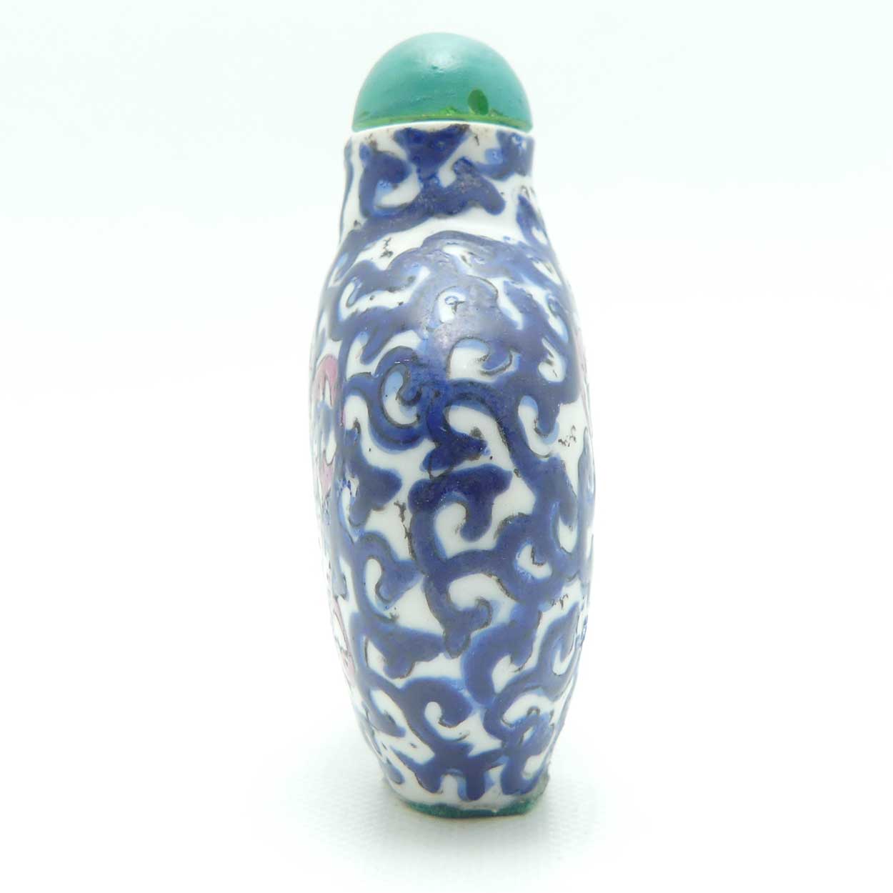 Vintage Porcelain Snuff Bottle | Blue Floral