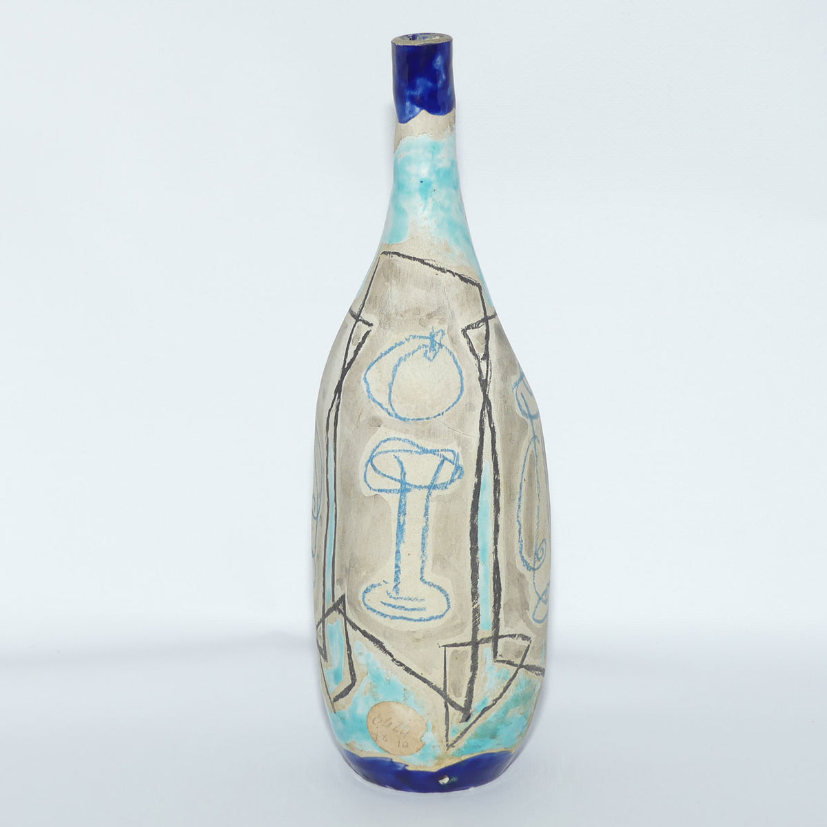 Marcello Fantoni Italy Vase or Lamp Base | Blue Abstract design | Mid Century Design